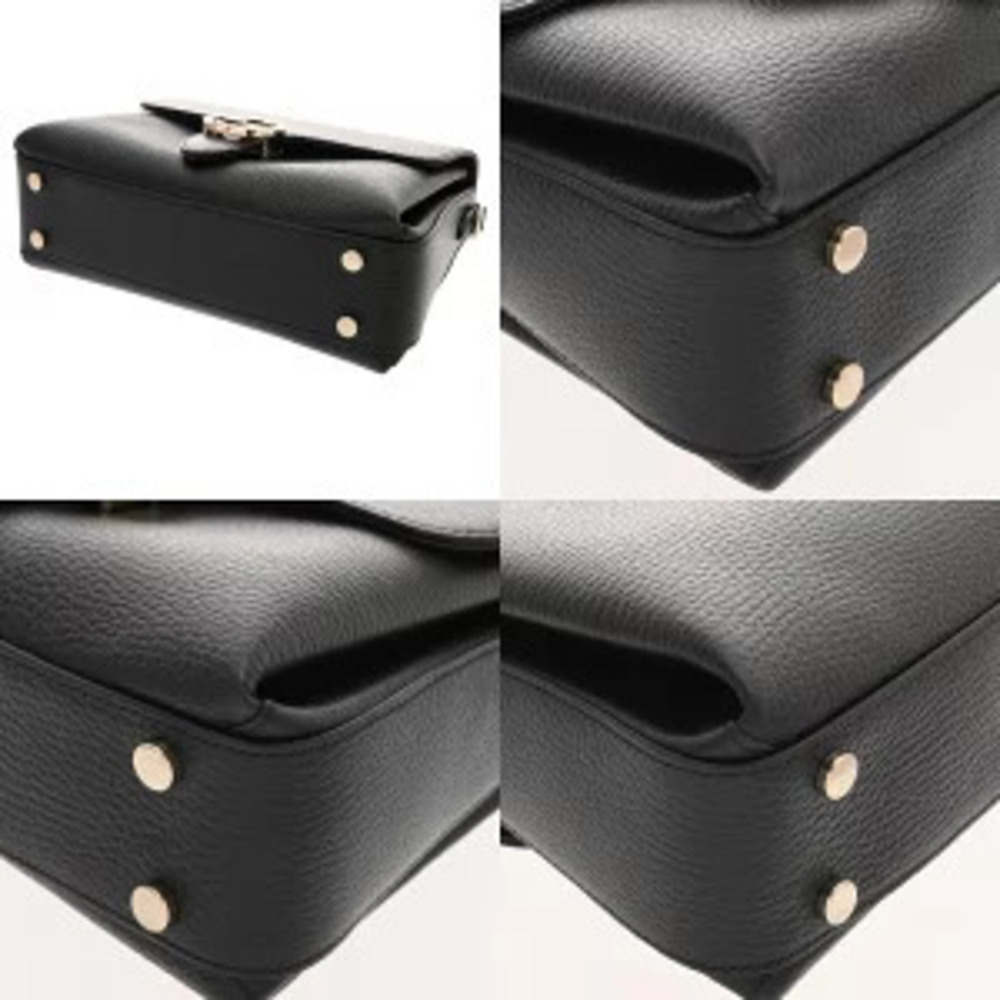 Gucci Interlocking GG Chain Shoulder Bag Black Leather Handbag - Picture 6 of 9